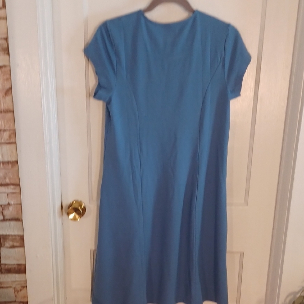 Coldwater Creek Blue A-line Dress Crew Neck Short Sleeve - Picture 4 of 4
